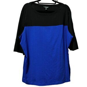 Lauren Ralph Lauren women's size 3X cobalt blue black 3/4 sleeve boat neck top